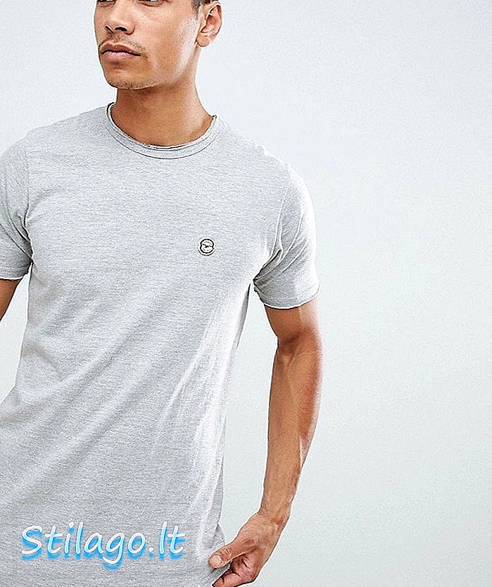 Le Breve Longline Marl T-shirt met ronde zoom, grijs