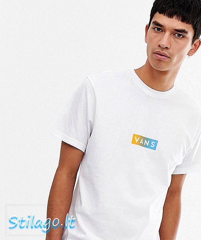 Furgonų marškinėliai su dėžutės logotipu atspausdinti balta spalva