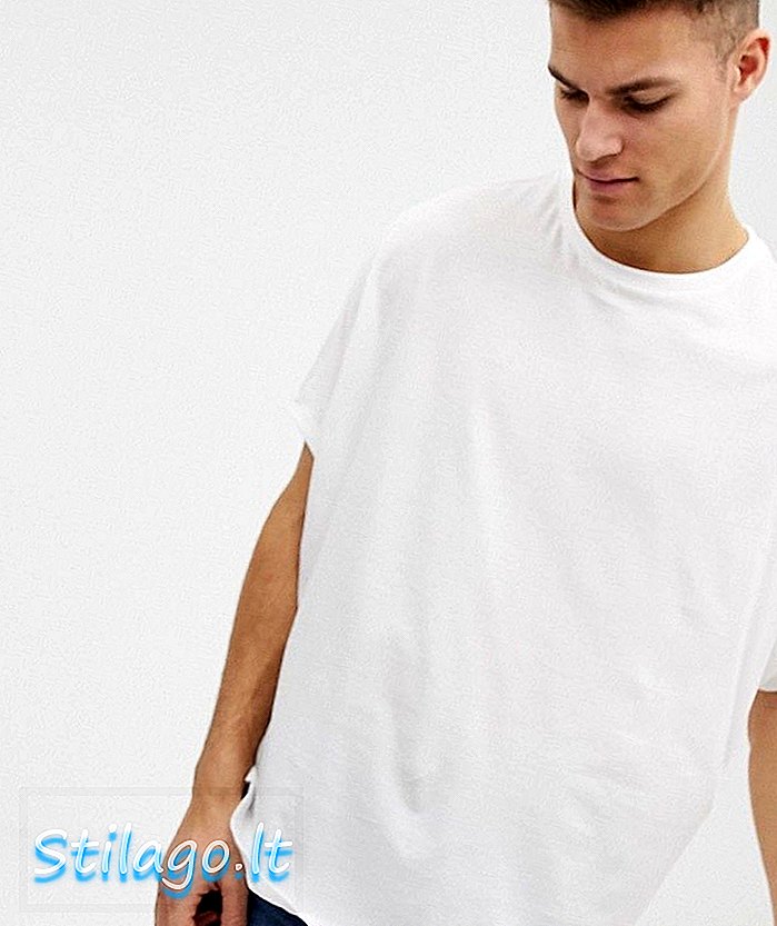 ASOS DESIGN extrémne nadmerné tričko s krkom posádky v bielej farbe