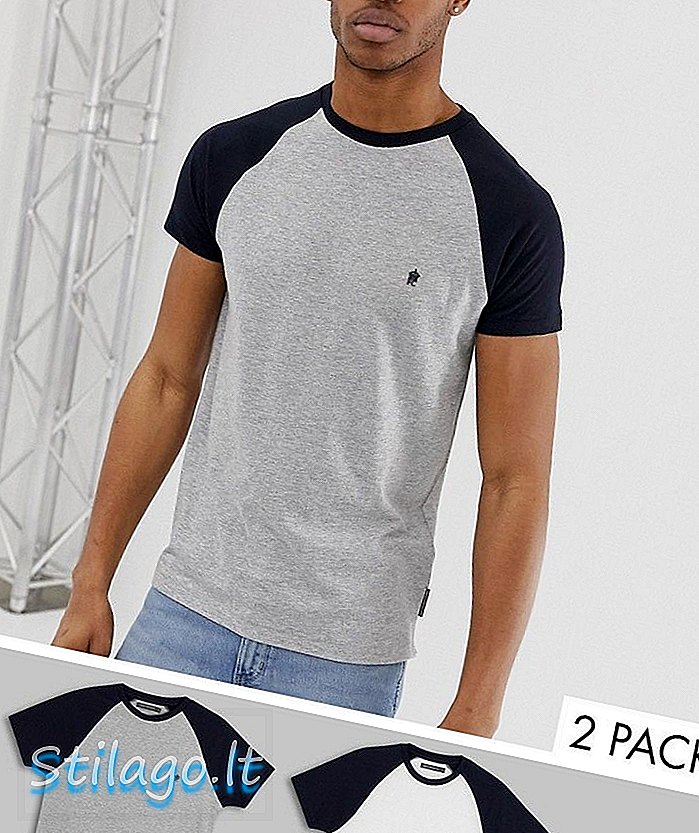 French Connection 2 pack raglan contrast t-shirt-Multi