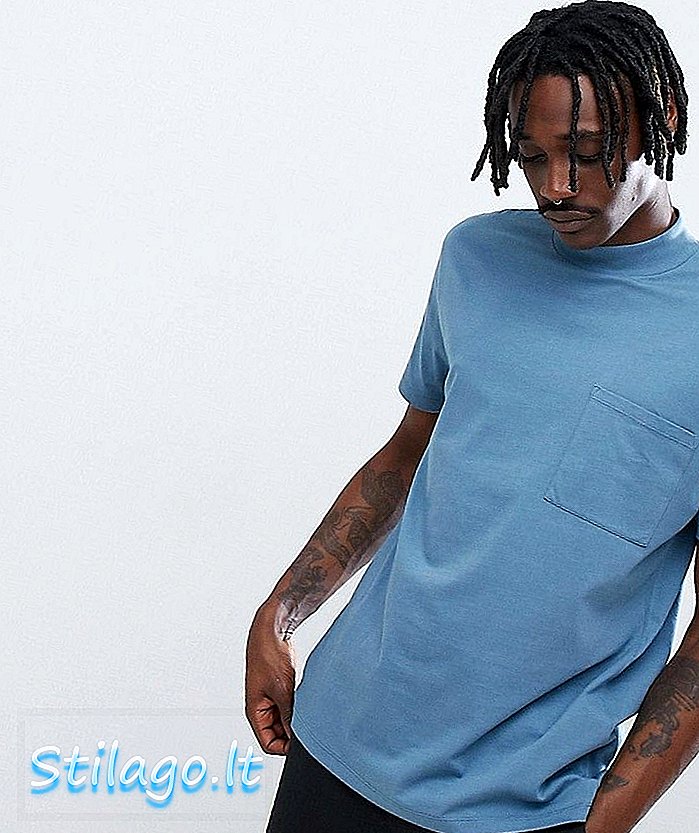 „ASOS DESIGN“ atsipalaidavę marškinėliai su stambiu kaklu ir mėlynos spalvos per didelę kišenę