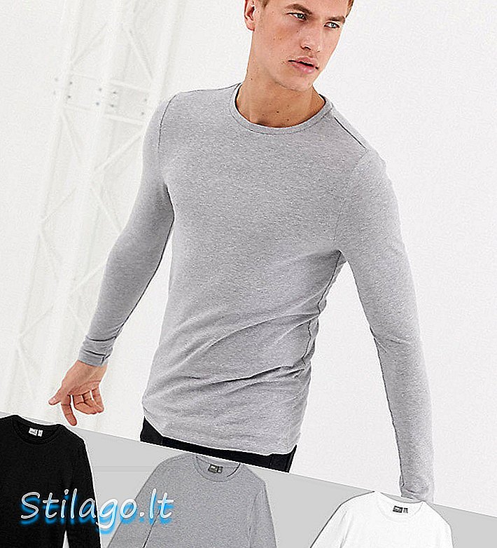 ASOS डिजाइन 3 पैक मांसपेशी लंबी आस्तीन टी शर्ट बचाओ-बहु