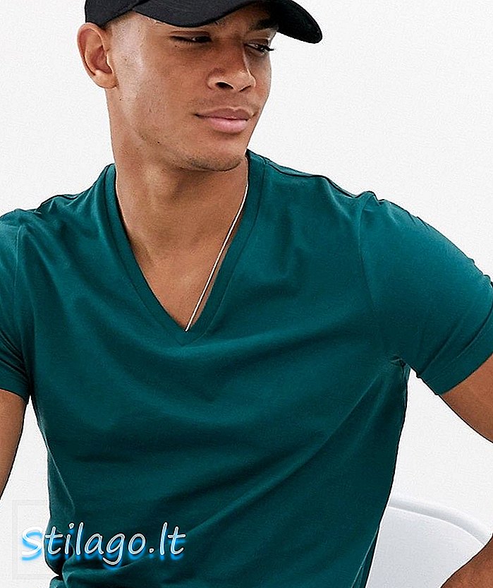חולצת טריקו של ASOS DESIGN עם צווארון V בצבע ירוק