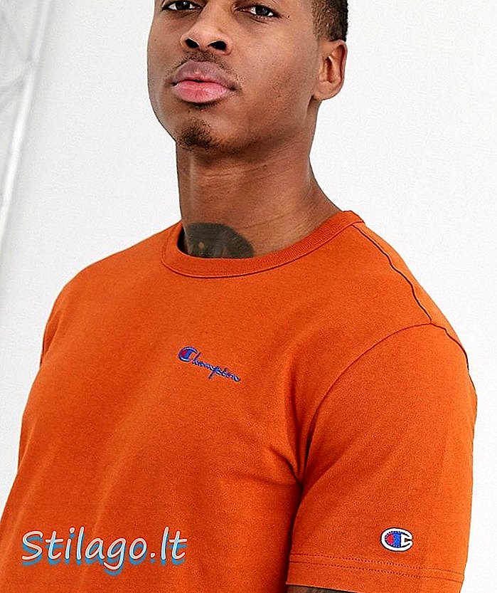 Champion Reverse Weave camiseta pequeña con cuello redondo en naranja-tostado