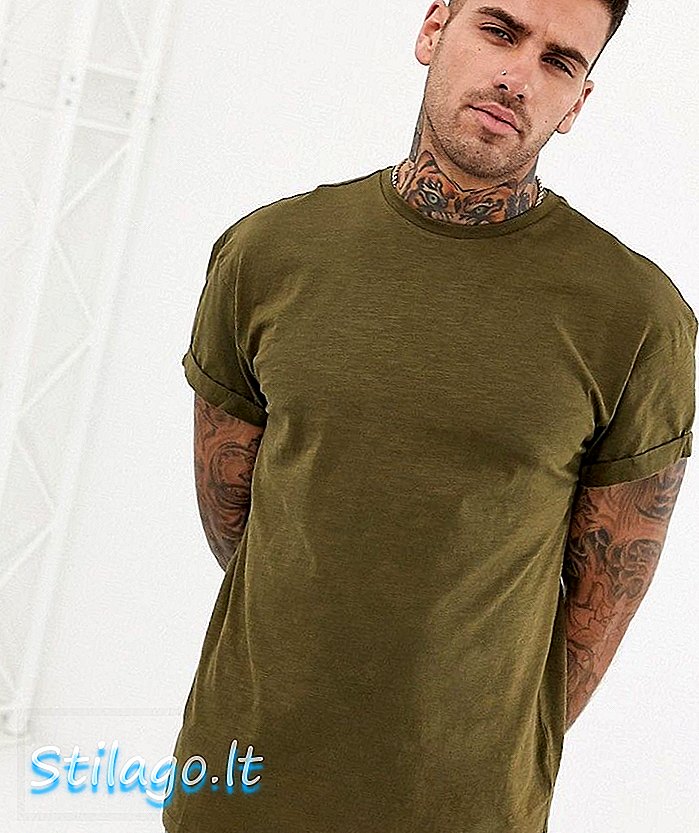 Ny look t-shirt med høj rulle i khaki-grøn
