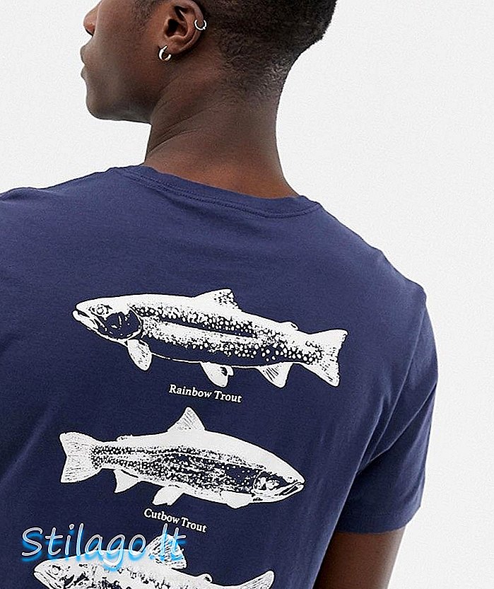 T-shirt cetak C.Crew Mercantile sungai depan & belakang berwarna biru