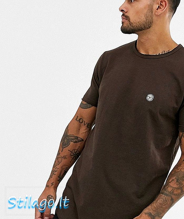 Le Breve rå kant, langline t-shirt-brun