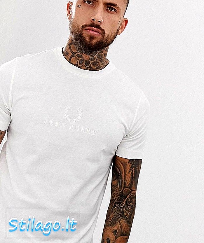 Fred Perry Sports Authentiek geborduurd T-shirt in wit