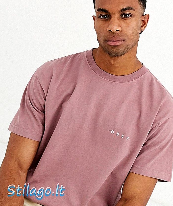 Ciężka t-shirt Obey Novel z logo na piersi w kolorze fioletowym