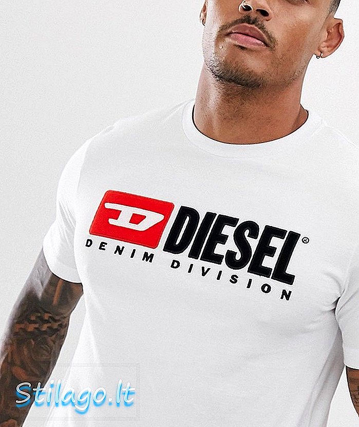 Dizel T-Just Division logo t-shirt beyaz