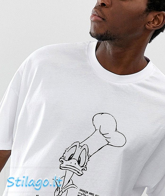 ASOS DESIGN Donald Duck ylisuuret t-paita-Valkoinen