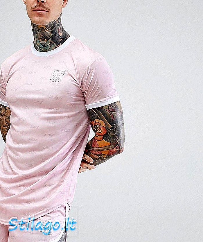 गुलाबी रंगात वक्र असलेल्या हेमसह सिकसिलक शेडो टी-शर्ट