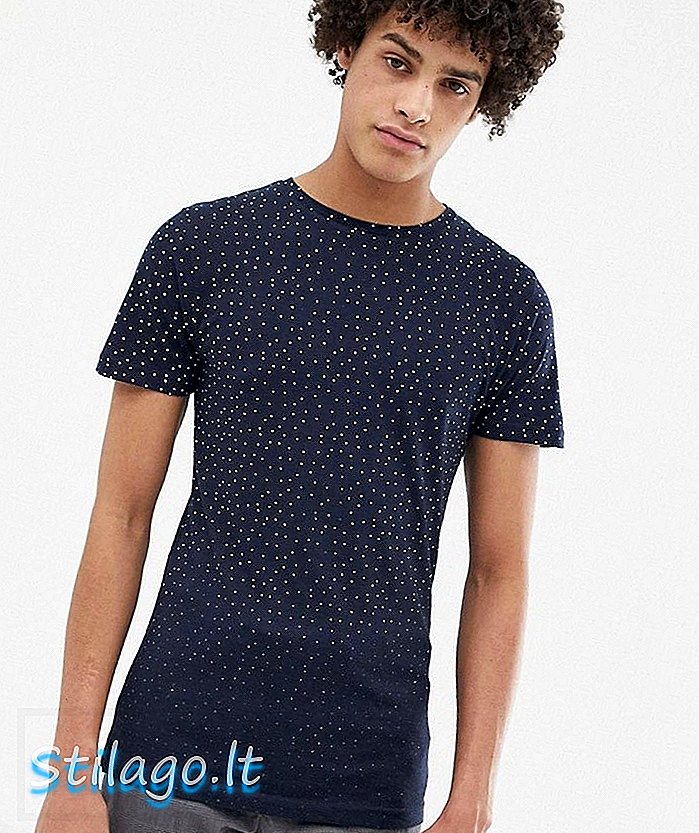 Bellfield T-shirt met driehoekige print en onafgewerkte randen in marineblauw