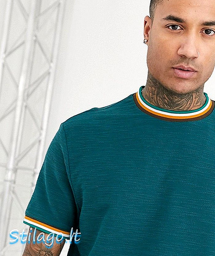 T-shirt ASOS DESIGN descontraída, com contraste contrastante em tecido de interesse - Verde