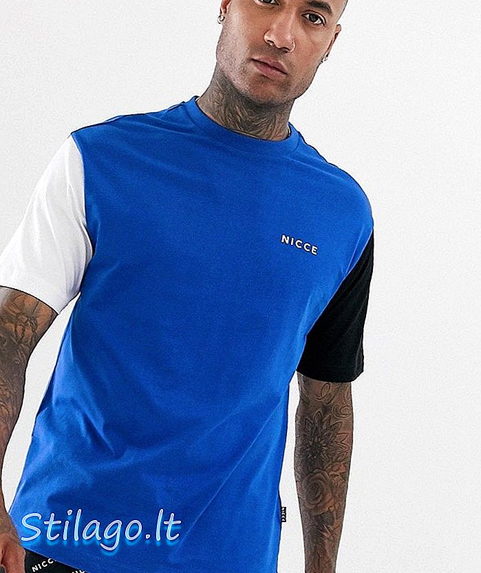 निळ्या रंगात कॉन्ट्रास्ट स्लीव्हसह निक्स टी-शर्ट