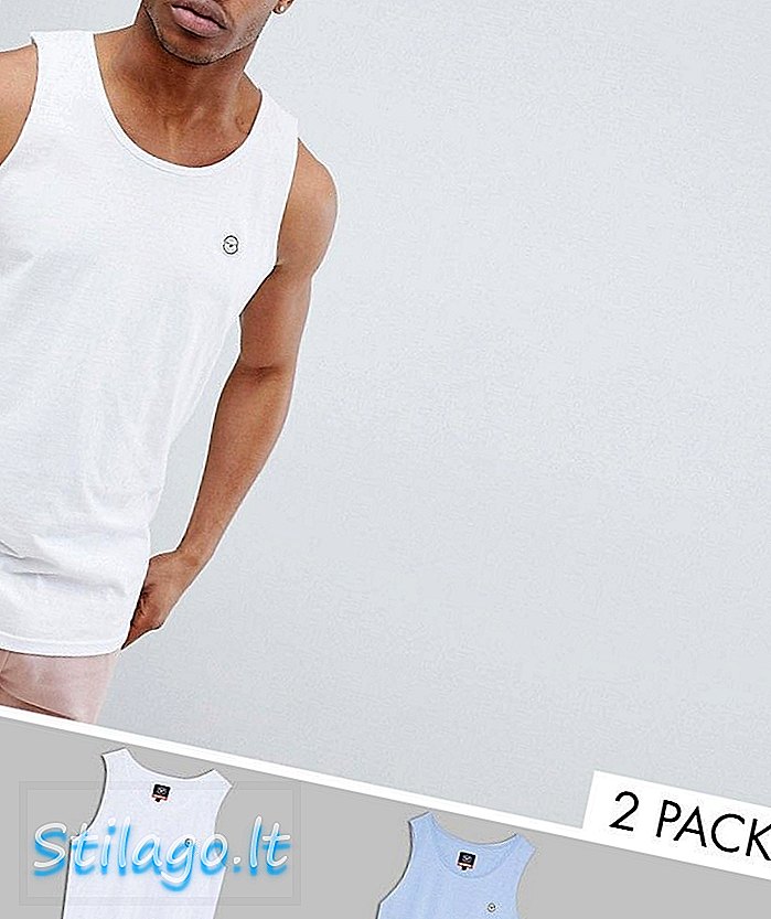 Le Breve 2 pack Basic Raw Edge Vest-White