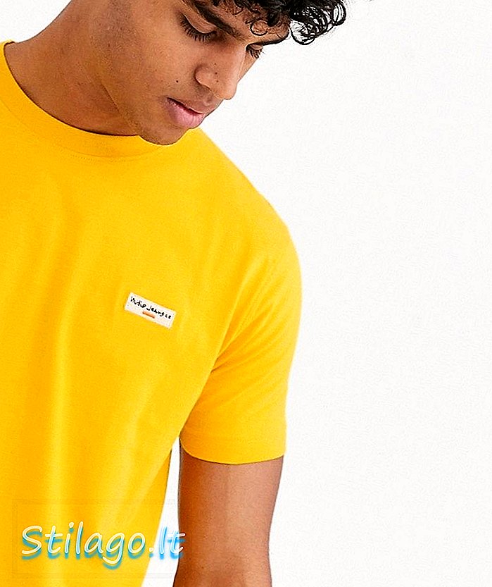 Nudie Jeans Co Daniel logo t-shirt i gult