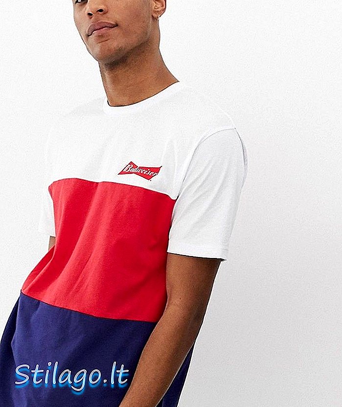 ASOS DESIGN Budweiser avslappnad t-shirt med färgblockering-Multi