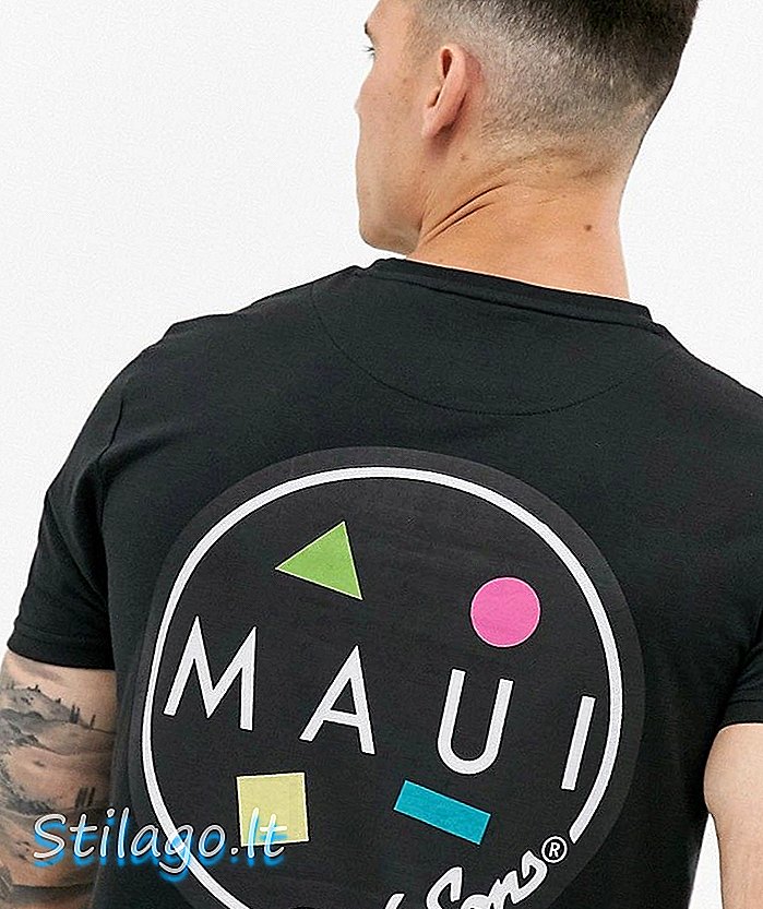 Maui ve Oğulları Çerez Logo T-Shirt-Siyah
