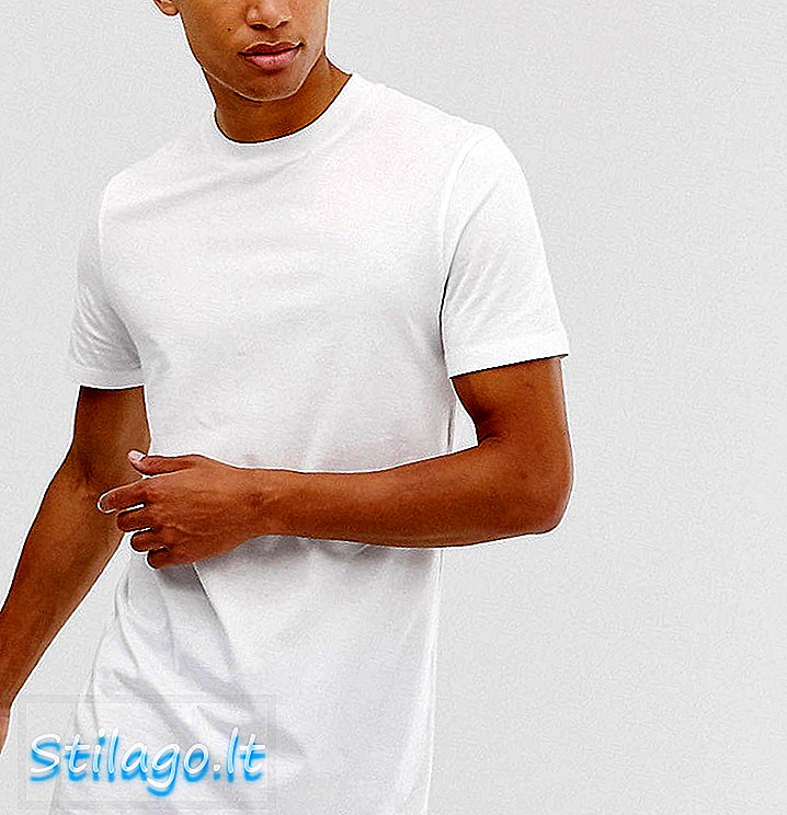 ASOS DESIGN Beyaz mürettebat boyunlu, uzun, süper uzun t-shirt