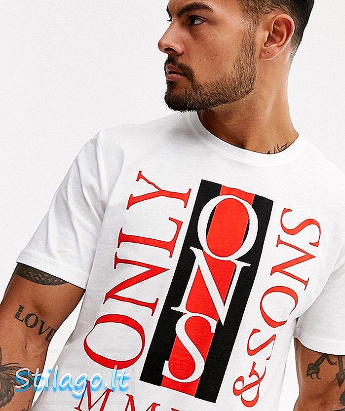 Only & Sons logo baskılı tişört-Beyaz