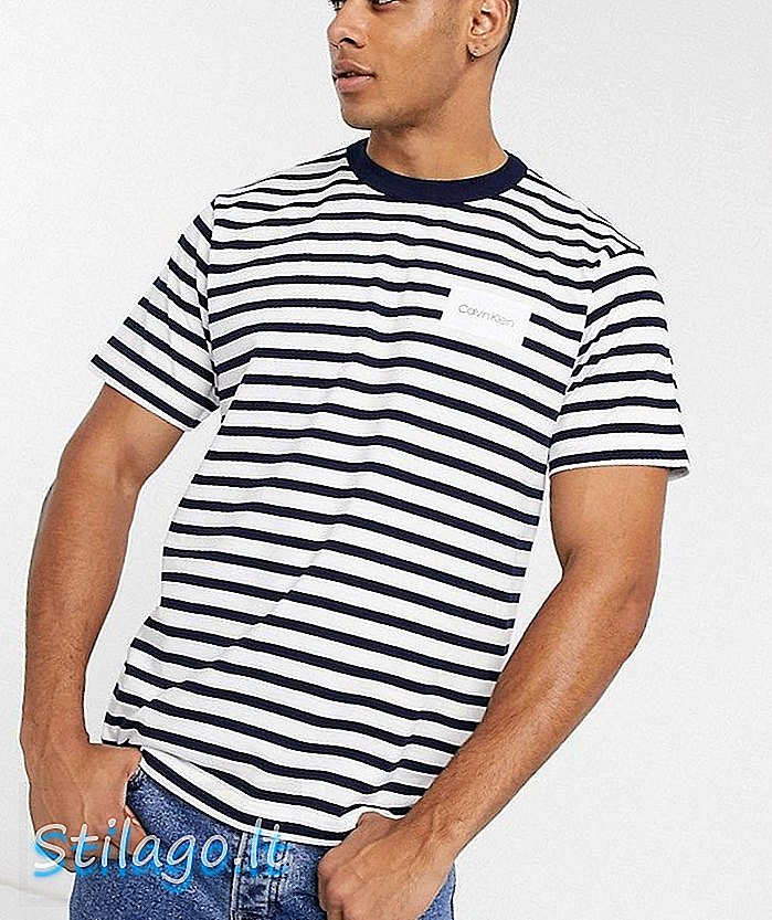 Koszulka Calvin Klein w paski-Granatowy