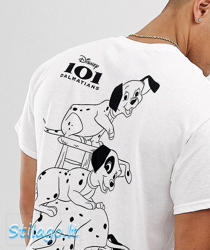 Majica z dolgim ​​tiskom Disney 101 dalmatings-Bela