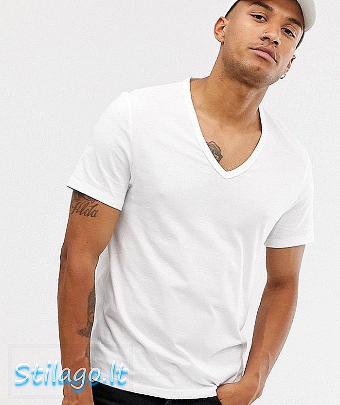 ASOS DESIGN organiskais t-krekls ar dziļu kakla kaklu baltā krāsā