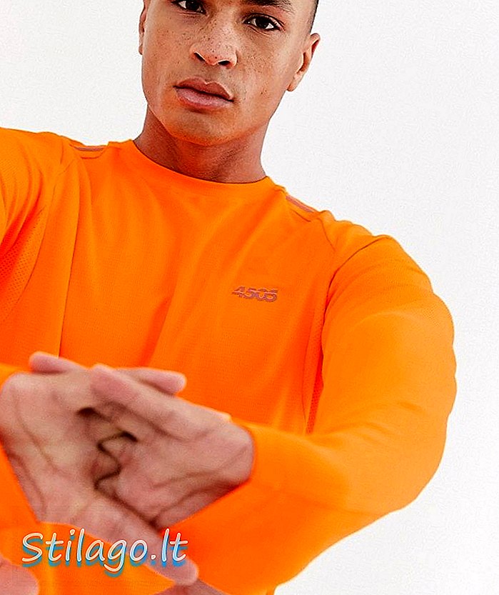 Икона ASOS 4505 с тениска с дълъг ръкав със стъпка подгъва и мрежести панели-Orange