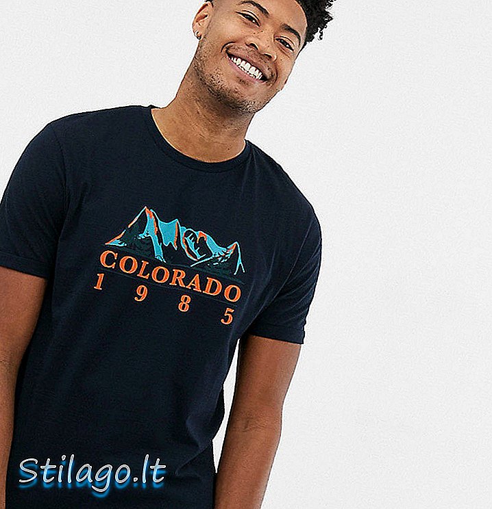 ASOS DESIGN T-shirt alta e descontraída, com mangas e estampa cidade - Marinha