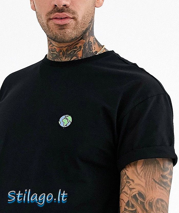 New Look globe izšūts melns t-krekls