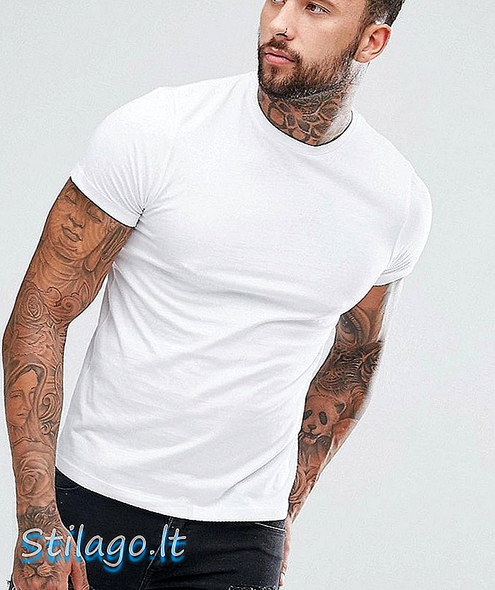 ASOS DESIGN t-skjorte med mannskapshals i hvitt