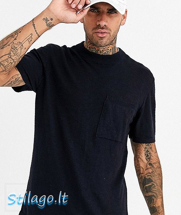 T-shirt in maglia blu navy River Island