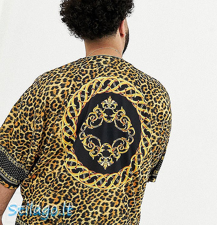 Большая футболка с леопардовым принтом и окантовкой ASOS DESIGN Plus