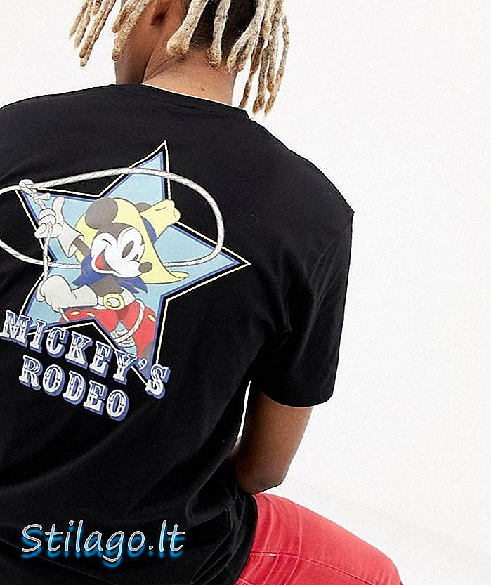 ASOS DESIGN Relaxované tričko Mickey s potlačou pre rodeo-čiernu