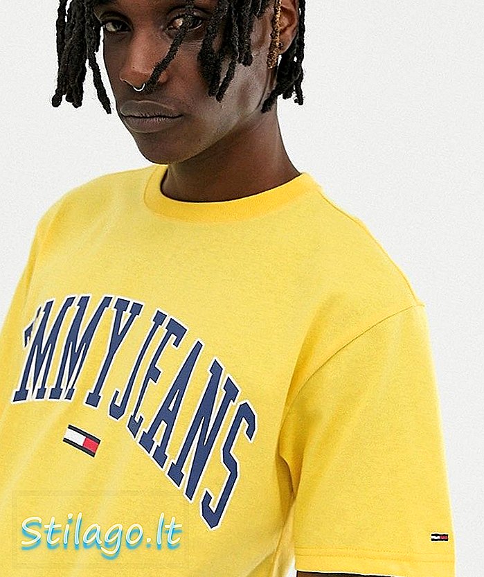 Tommy Jeans t-shirt kapsul perguruan santai dengan warna kuning
