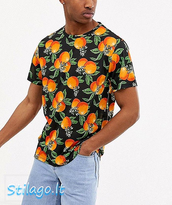 Urban Threads t-shirt in oranje print