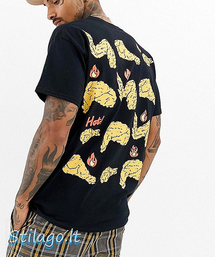 Ny Love Club kycklingvingar baktryck t-shirt-Svart