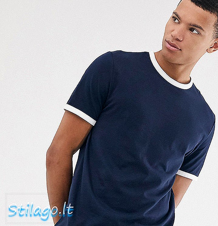 ASOS DESIGN - T-shirt organica alta con suoneria in blu navy-Multi