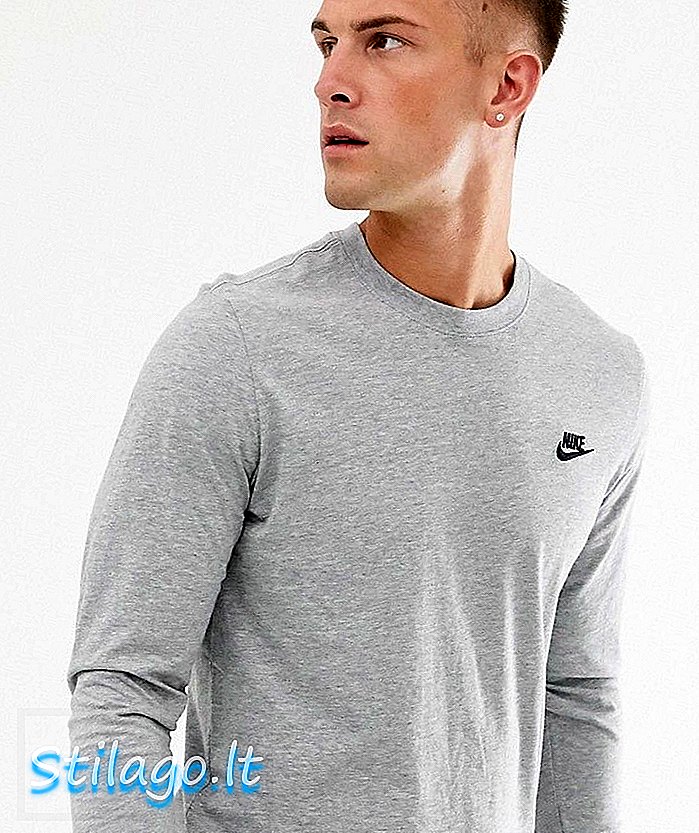 Nike Club krekls ar garām piedurknēm pelēkā krāsā