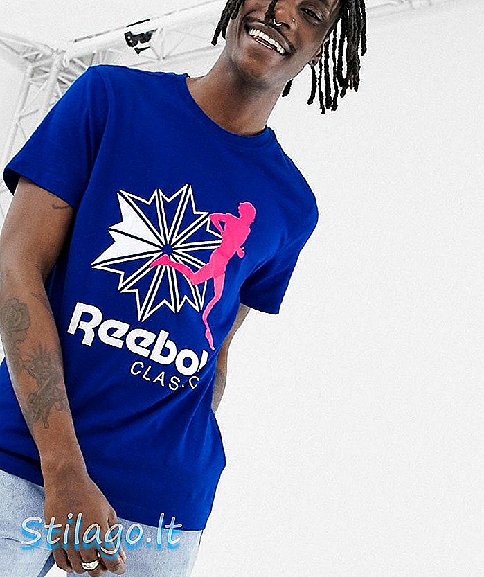 Reebok Classics Logo camiseta en azul DX0141-Blanco