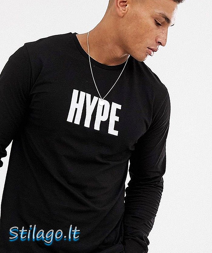 Hype λογότυπο μακρυμάνικη μπλούζα-Μαύρο