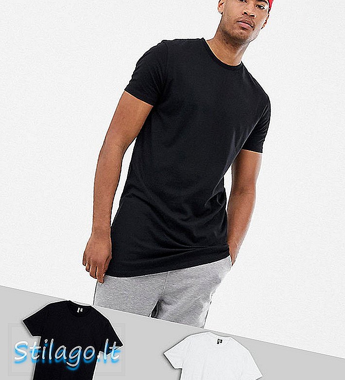 ASOS DESIGN Lang 2-pack langline t-skjorte med besetningshals save-Multi