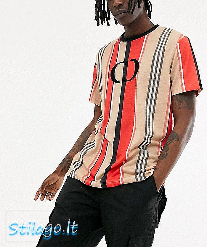 T-shirt oversize Danno Criminale a righe con logo Multi