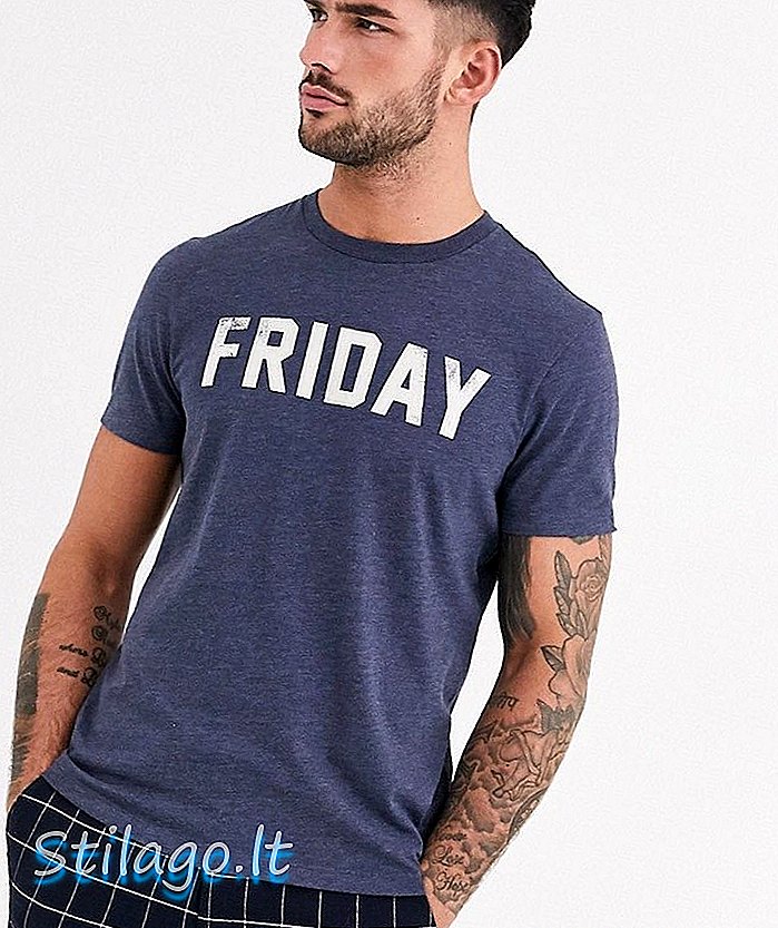 חולצת טריקו בהדפס יום שישי של ג'יי קרו בצבע כחול כהה