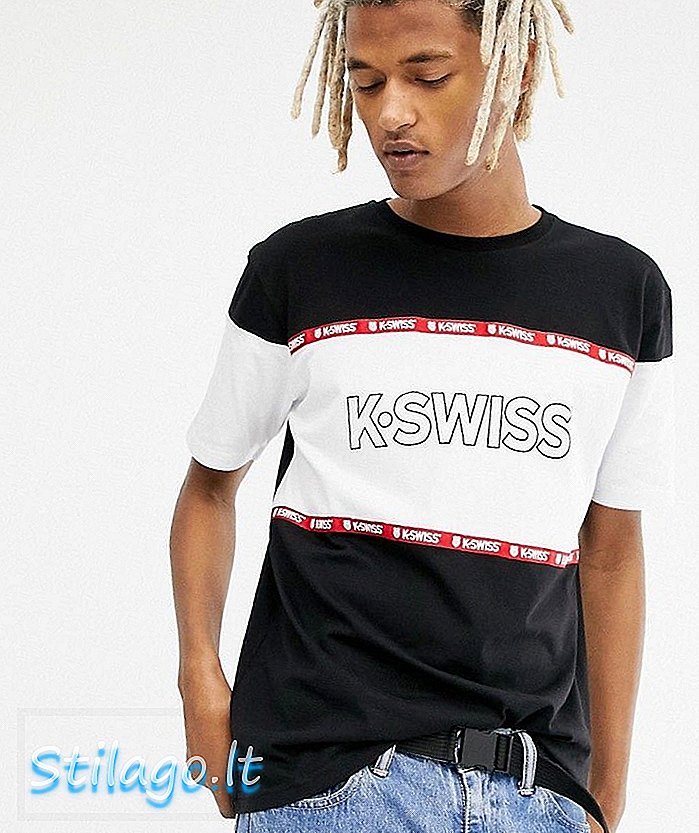 חולצת הלוח של קרנשו K-Swiss. חולצת טריקו בצבע שחור