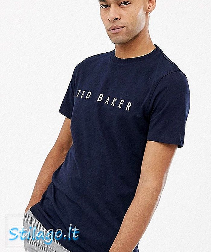 T-shirt Ted Baker con logo in gomma blu-blu navy