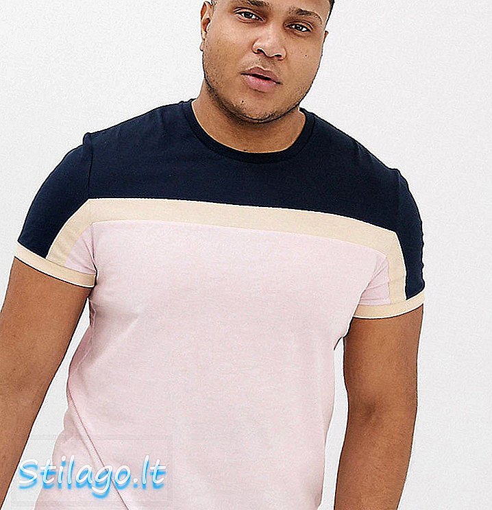 Tričko ASOS DESIGN Plus s barevným blokem v růžové barvě