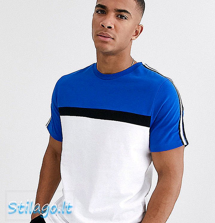 T-shirt Jacamo dengan blok warna berwarna biru-Putih