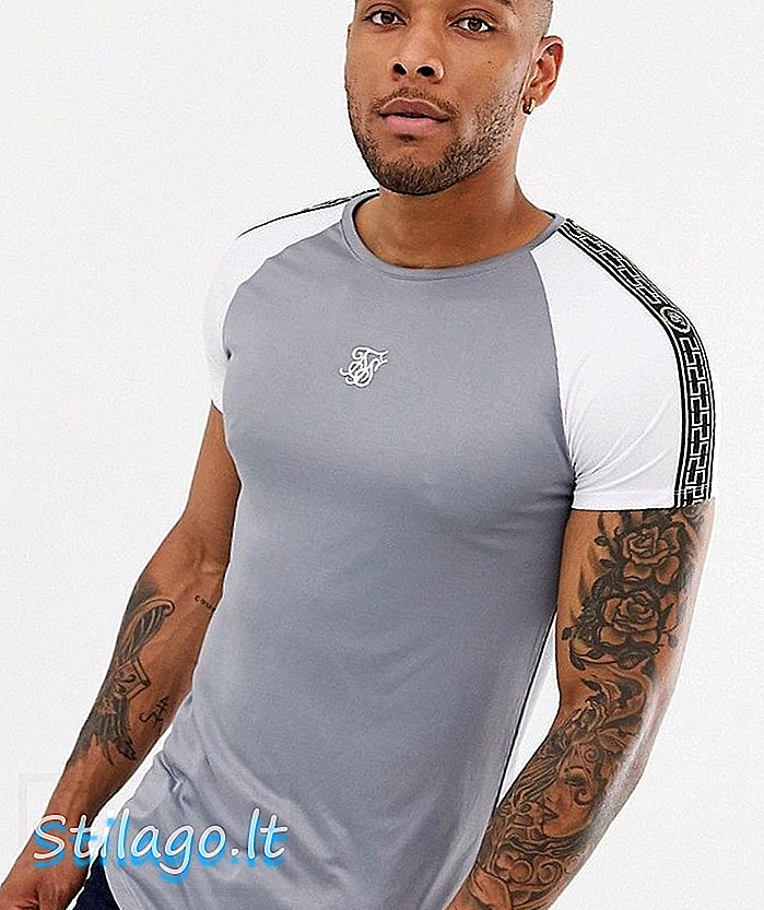 Мускулна тениска SikSilk с тапицерия в сиво